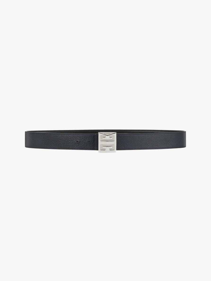 Men Givenchy Belts | 4G Reversible Belt In Leather Black/Dark Blue