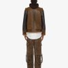 Women Givenchy Outerwear & Blousons | Jacket In Leather And Shearling Brown Mud