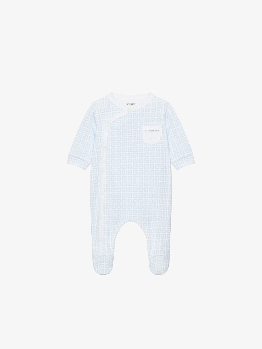 Men Givenchy Baby (1 Month To 3 Years) | Givenchy 4G Pyjama In Cotton Baby Blue/White