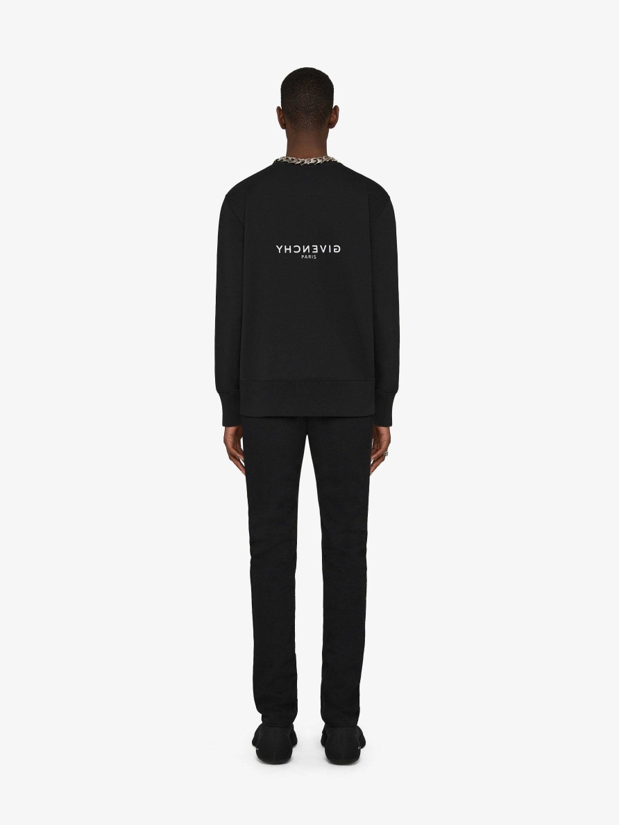 Men Givenchy Sweatshirts & Hoodies | Givenchy Reverse Slim Fit Sweatshirt In Fleece Black