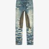 Men Givenchy Denim | Jeans In Destroyed Denim And Moleskin Medium Blue