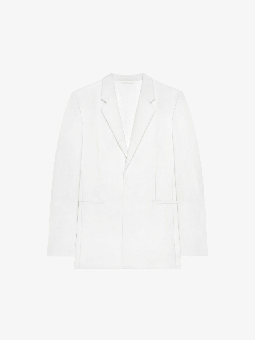 Men Givenchy Jackets & Coats | Extra Fitted Jacket In Wool And Mohair White