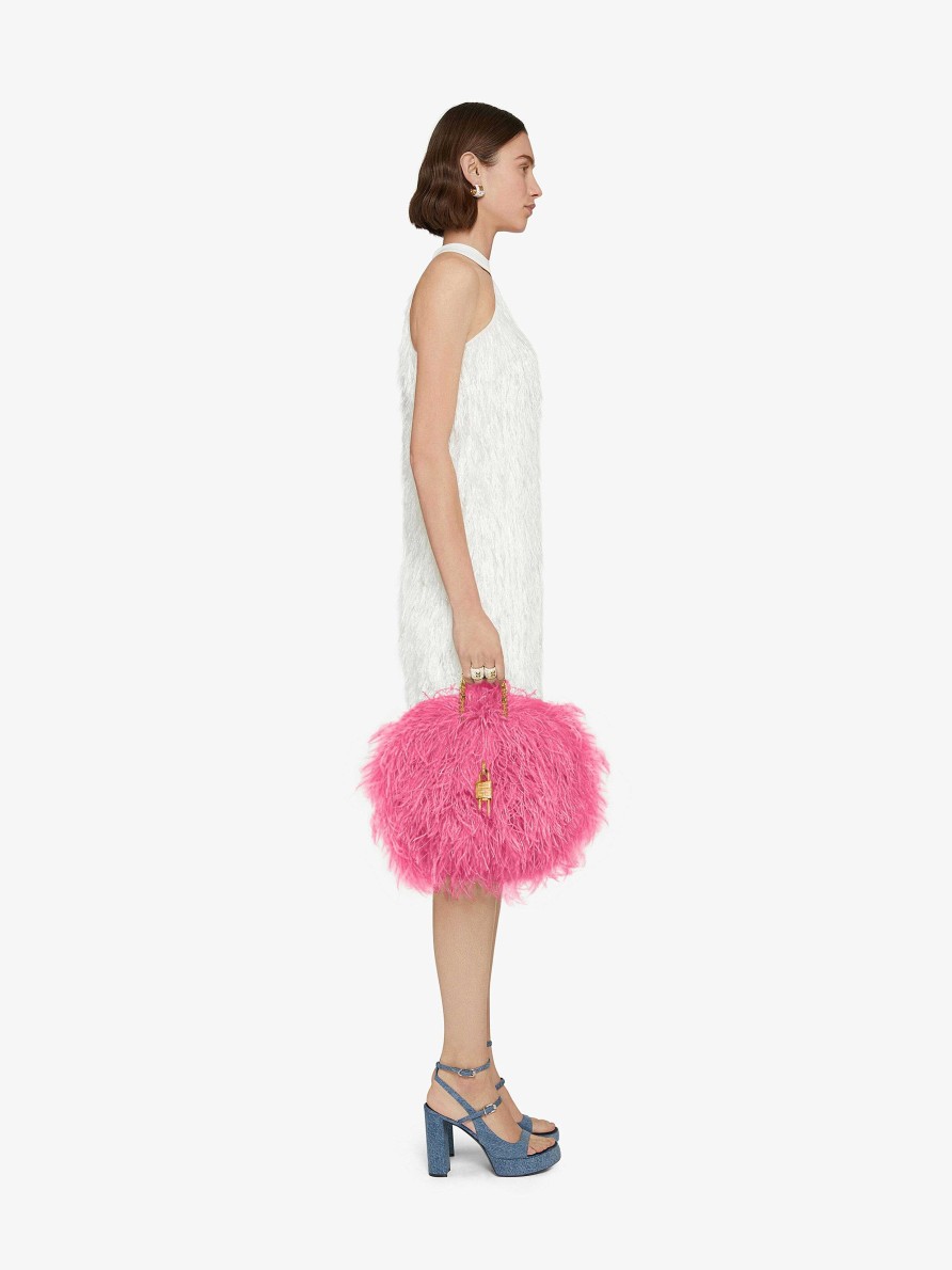 Women Givenchy Mini & Micro Bags | Mini Kenny Bag In Silk With Feathers Neon Pink