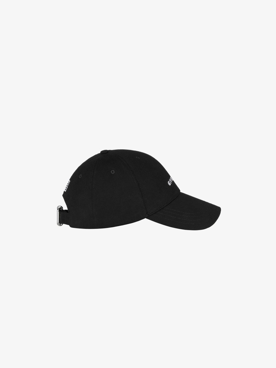 Men Givenchy Beanies & Caps | Givenchy Embroidered Cap In Cotton Black