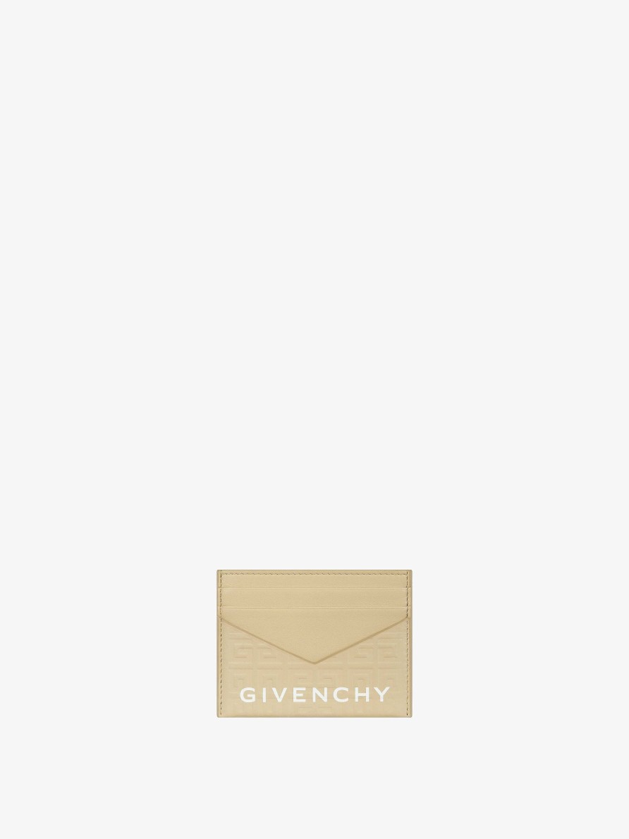 Women Givenchy Small Leather Goods | G-Cut Card Holder In 4G Leather Natural Beige