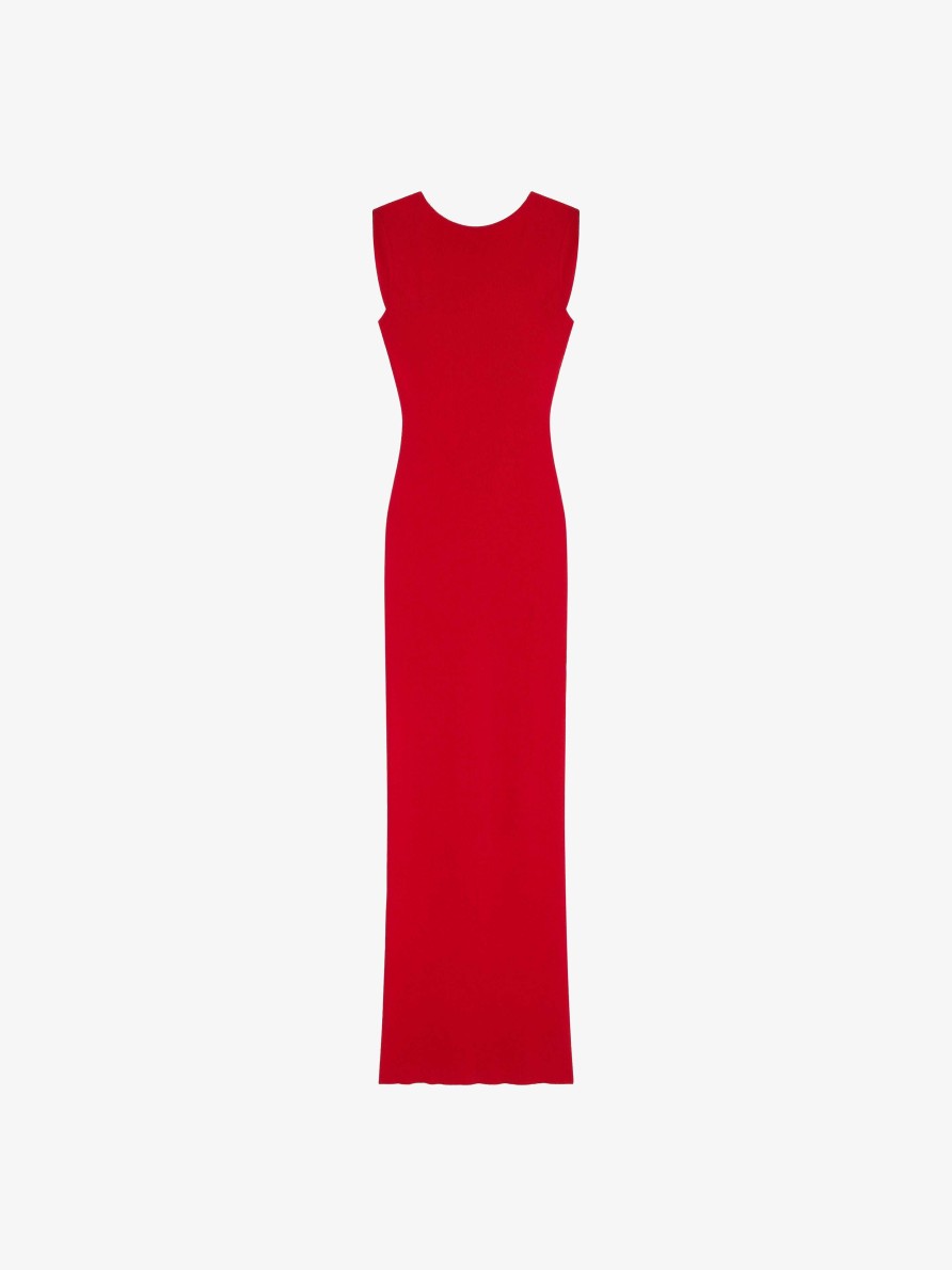 Women Givenchy Dresses | Dress In Knit With Open Back Poppy Red