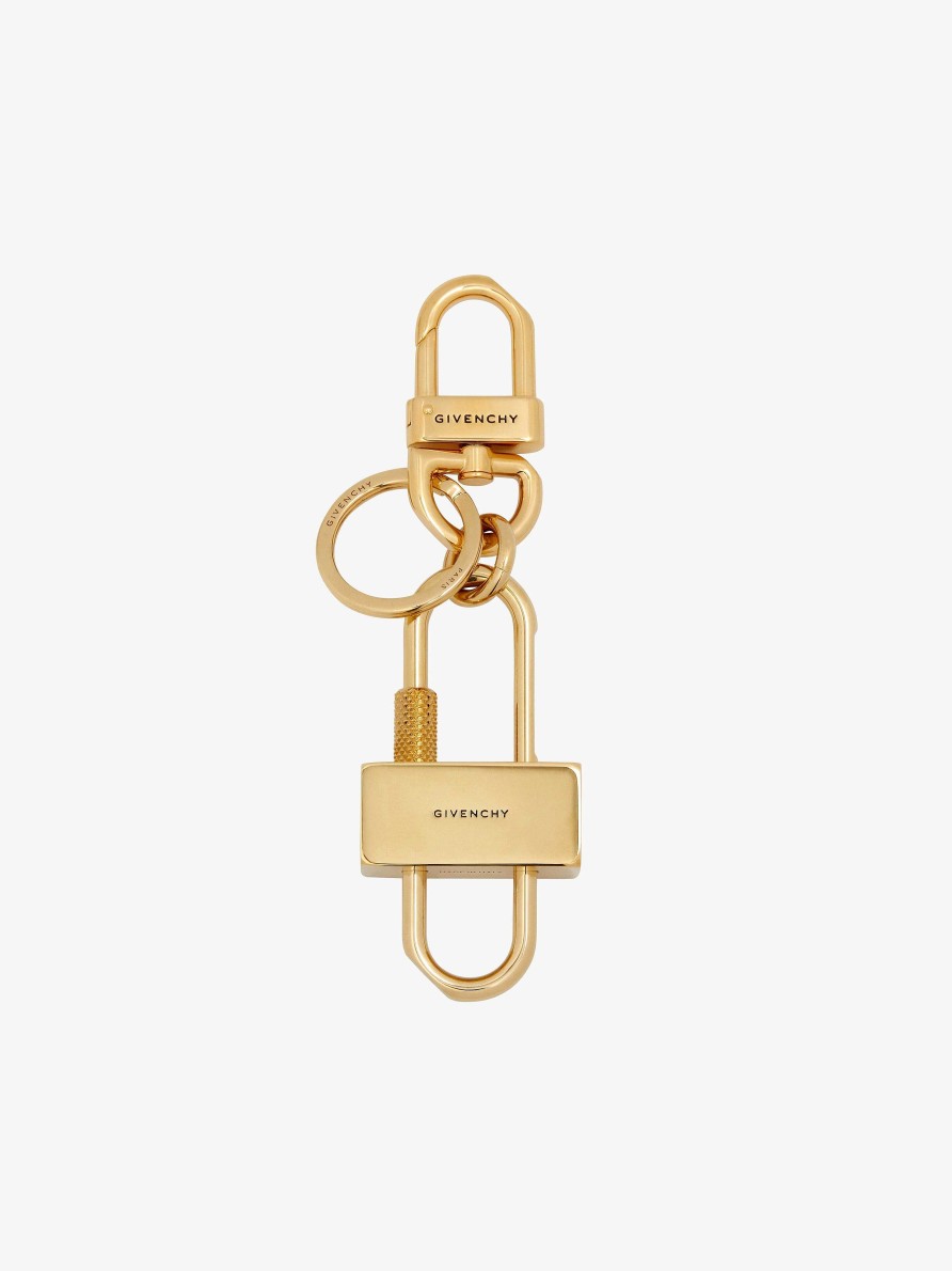 Men Givenchy Other Accessories | Givenchy Padlock Keyring In Metal Golden Yellow