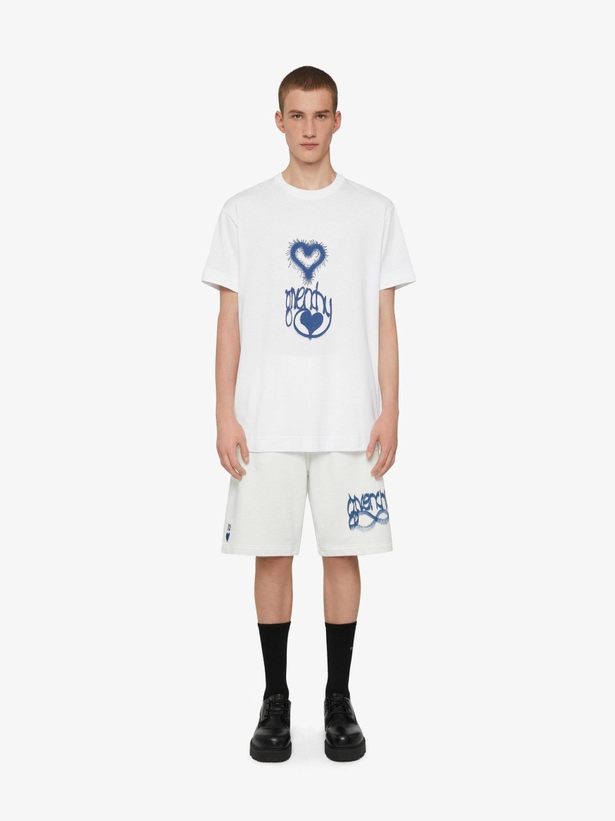 Men Givenchy T-Shirts | Oversized T-Shirt In Cotton With Givenchy Love Print White