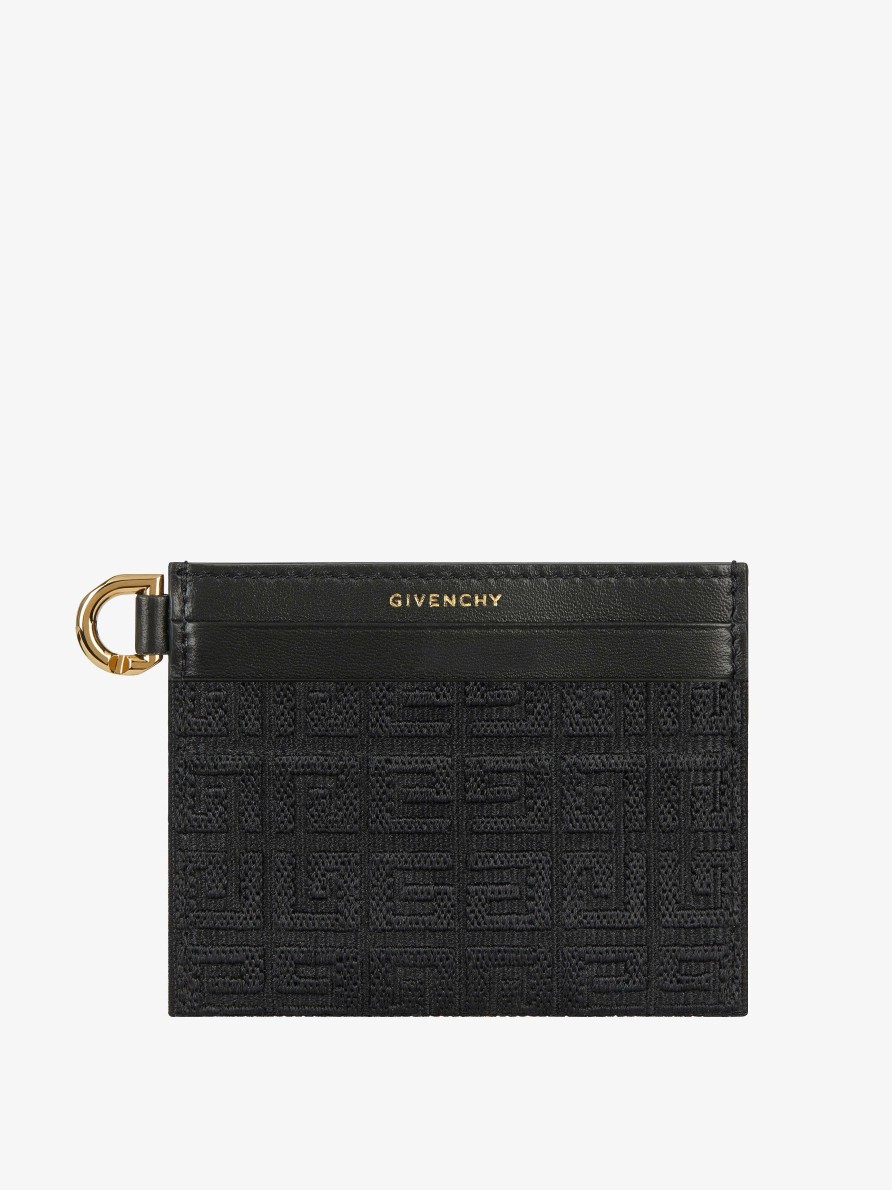 Women Givenchy Small Leather Goods | 4G Card Holder In 4G Embroidered Canvas Black