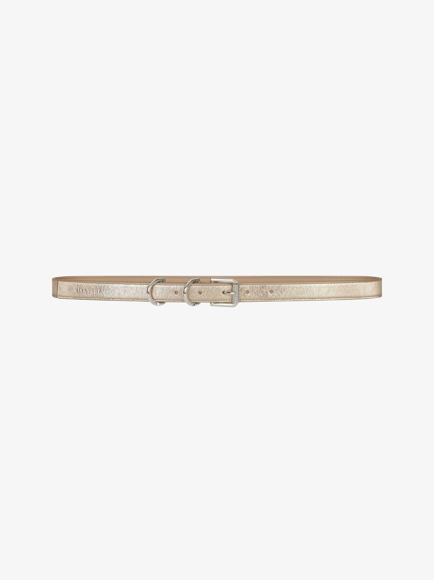 Women Givenchy Belts | Voyou Belt In Laminated Leather Dusty Gold