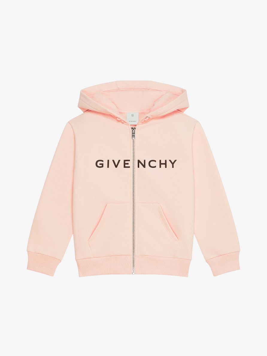 Women Givenchy Girl (4 To 12 Years) | Givenchy 4G Hooded Cardigan In Fleece Light Pink