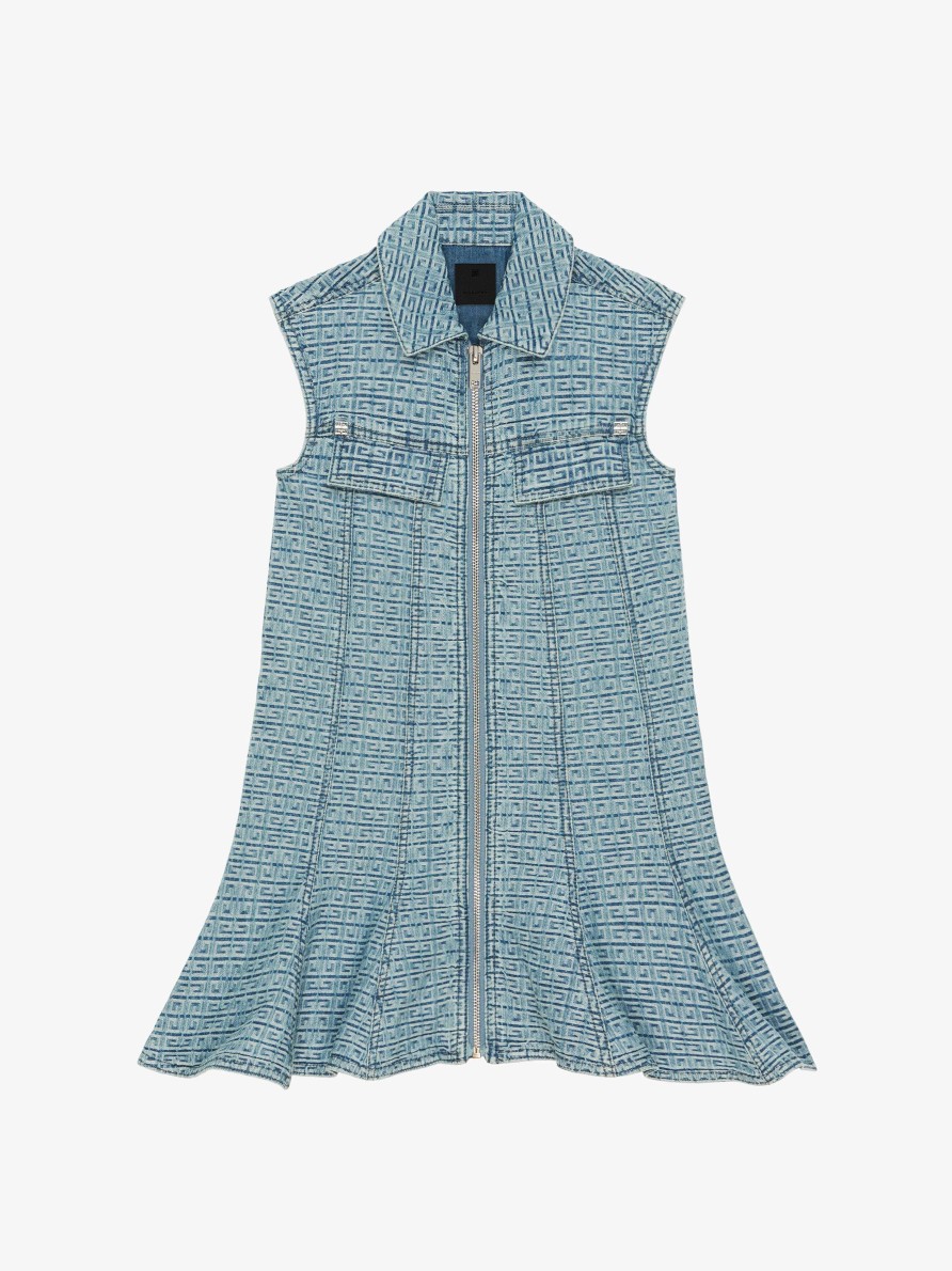 Women Givenchy Girl (4 To 12 Years) | Sleeveless Dress In 4G Denim Denim Blue