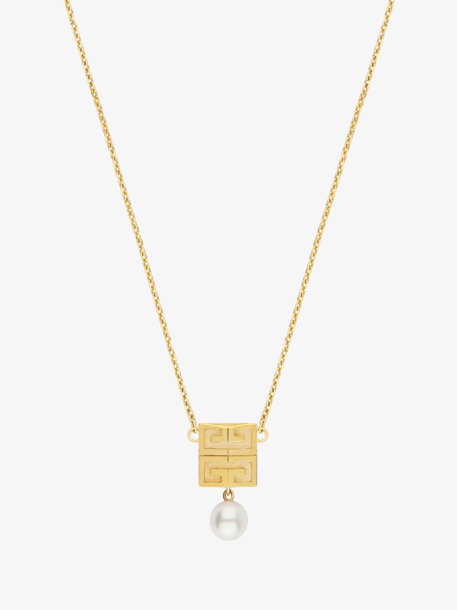 Women Givenchy Jewelry | 4G Necklace In Metal With Pearl Golden Yellow