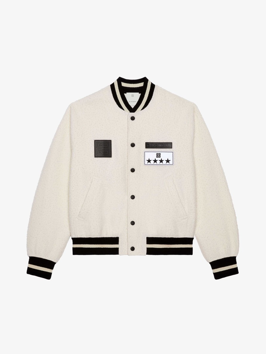 Men Givenchy Outerwear & Blousons | Varsity Jacket In Wool White