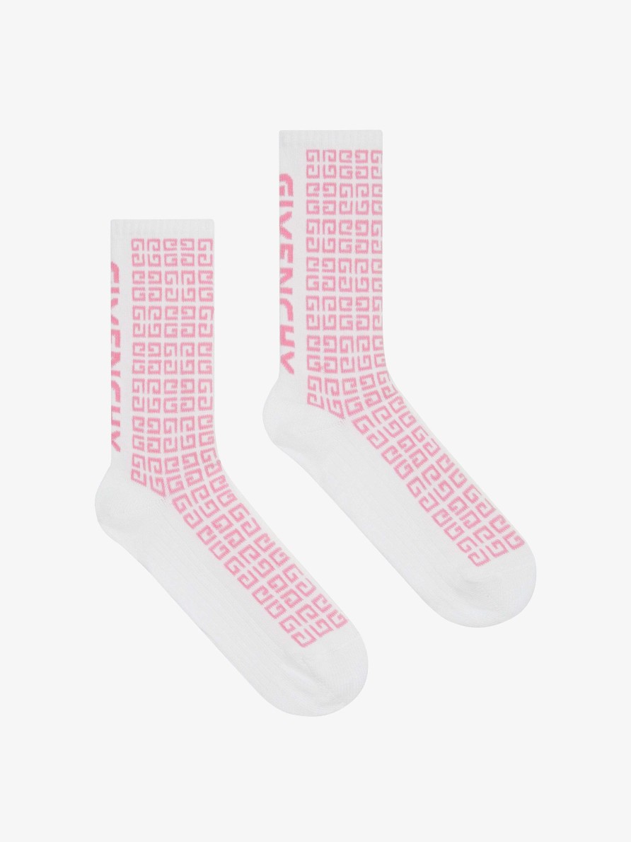 Women Givenchy Girl (4 To 12 Years) | Socks In 4G Jacquard White/Pink