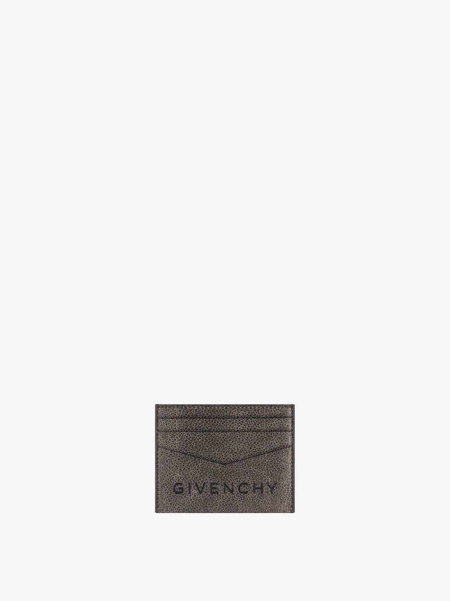 Men Givenchy Small Leather Goods | Givenchy Card Holder In Crackled Leather Black/Grey