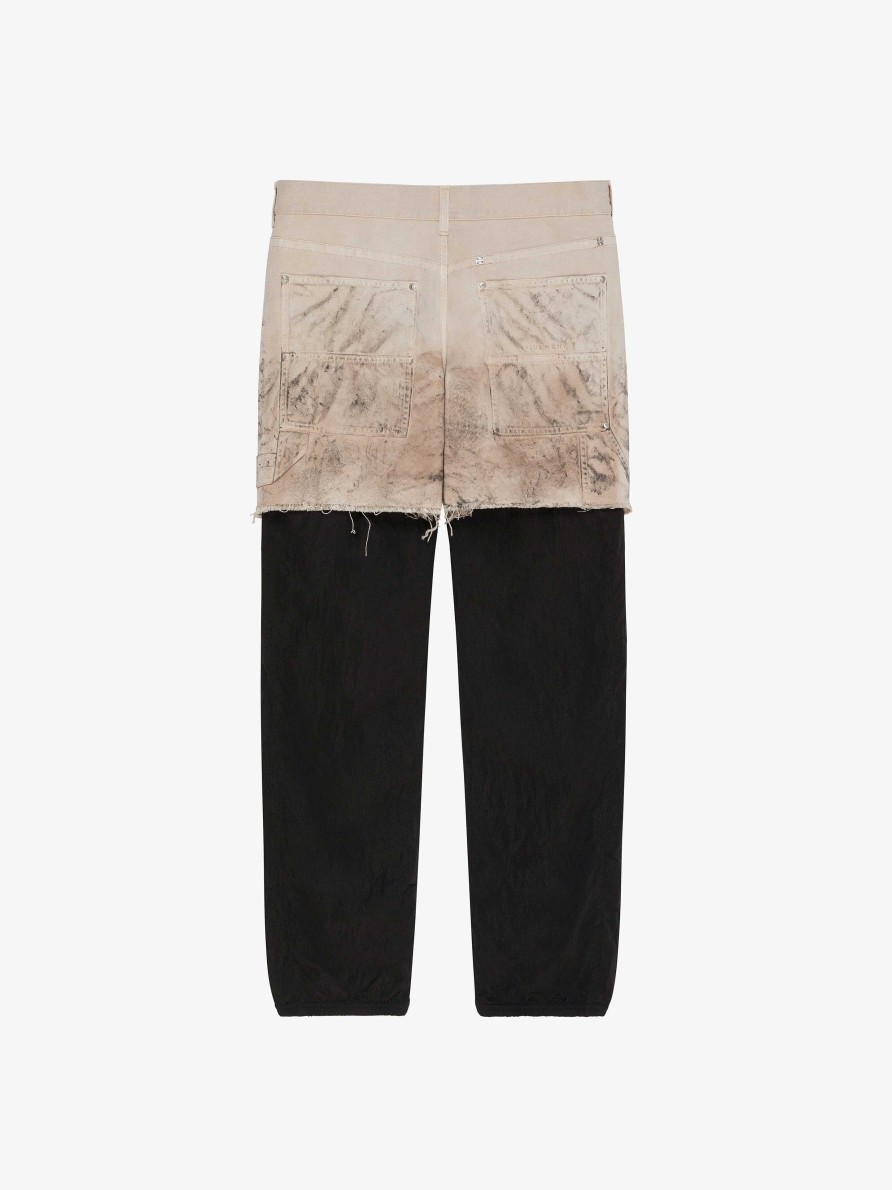 Men Givenchy Pants | Jogger Pants With Cotton Carpenter Skirt Black/Beige