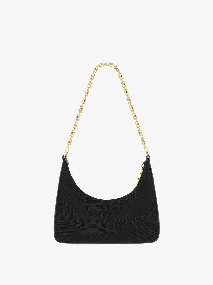 Women Givenchy Shoulder Bags | Small Moon Cut Out Bag In Canvas With Chain Black