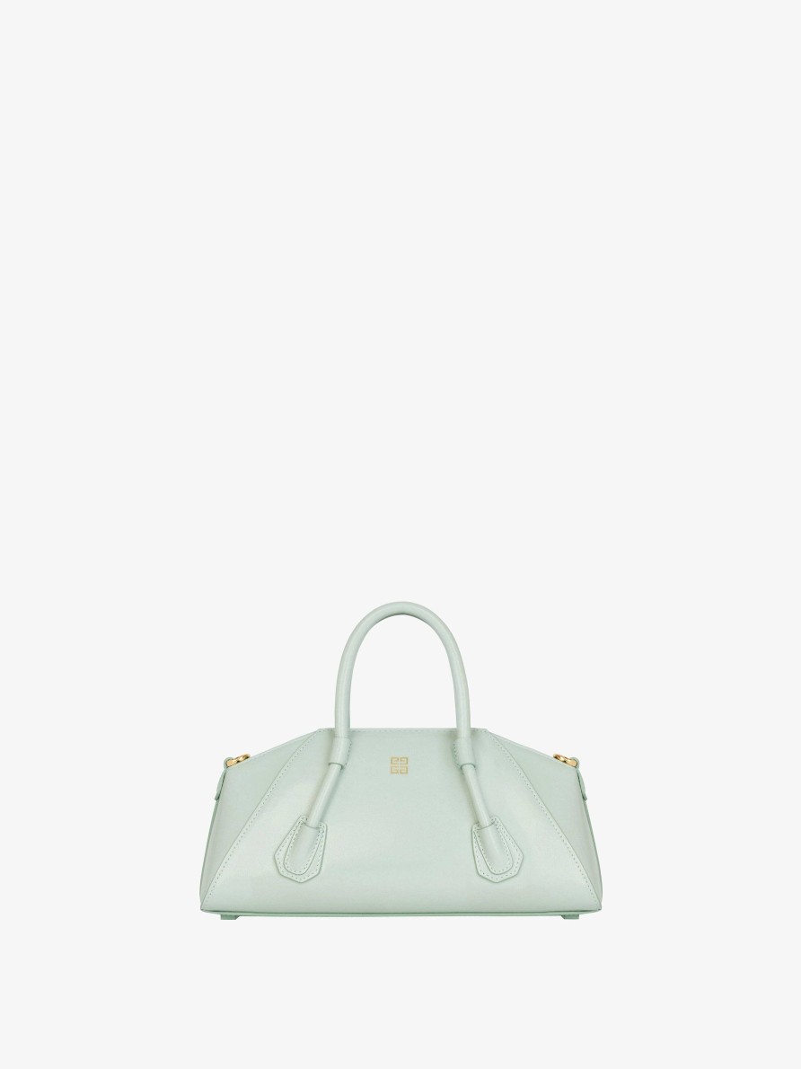 Women Givenchy Antigona | Mini Antigona Stretch Bag In Box Leather Celadon