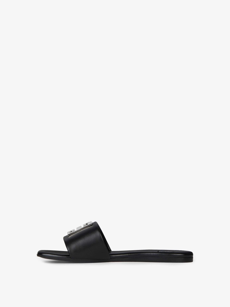 Women Givenchy Slides & Sandals | 4G Sandals In Leather Black