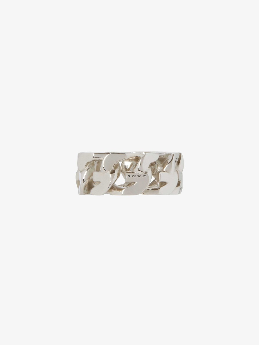 Men Givenchy Jewelry | G Chain Ring In Metal Silvery