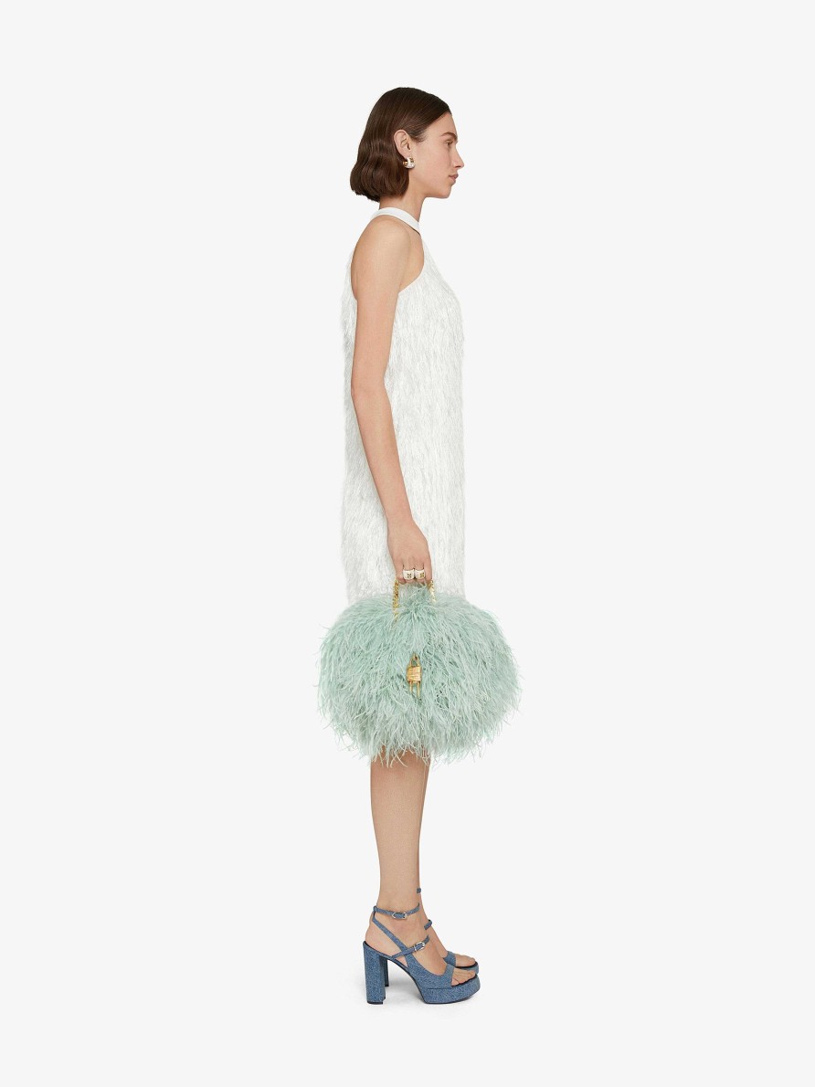 Women Givenchy Mini & Micro Bags | Mini Kenny Bag In Silk With Feathers Celadon