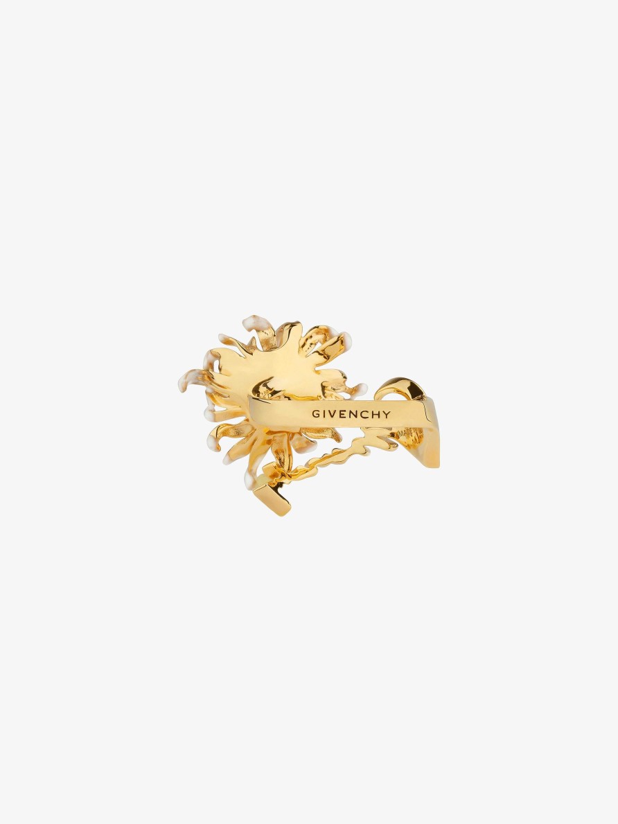 Women Givenchy Jewelry | Daisy Ring In Metal And Enamel With Crystal Golden/White