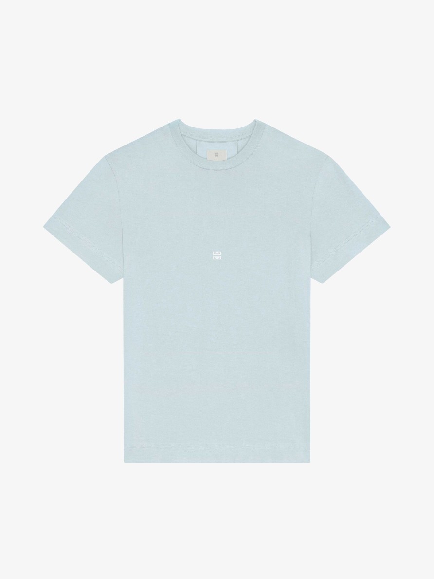 Men Givenchy T-Shirts | Slim Fit T-Shirt In Cotton Mineral Blue