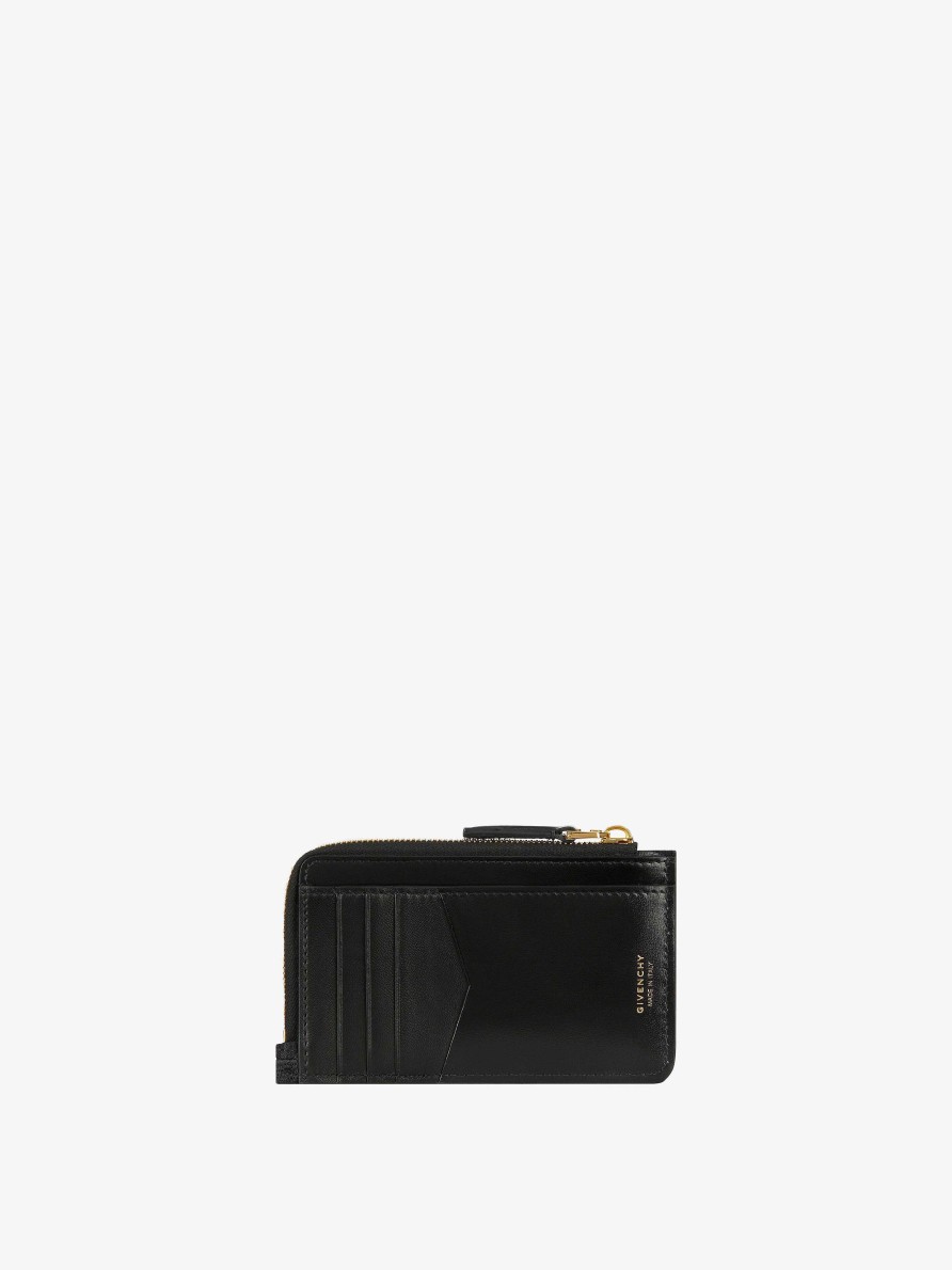 Women Givenchy Small Leather Goods | G-Cut Zipped Card Holder In 4G Embroidered Canvas Black