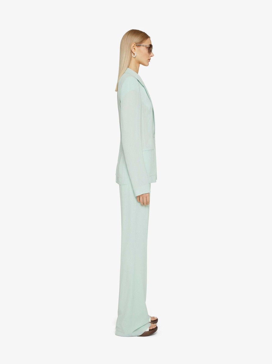 Women Givenchy Jackets & Coats | Slim Fit Jacket In Silk Mint Green