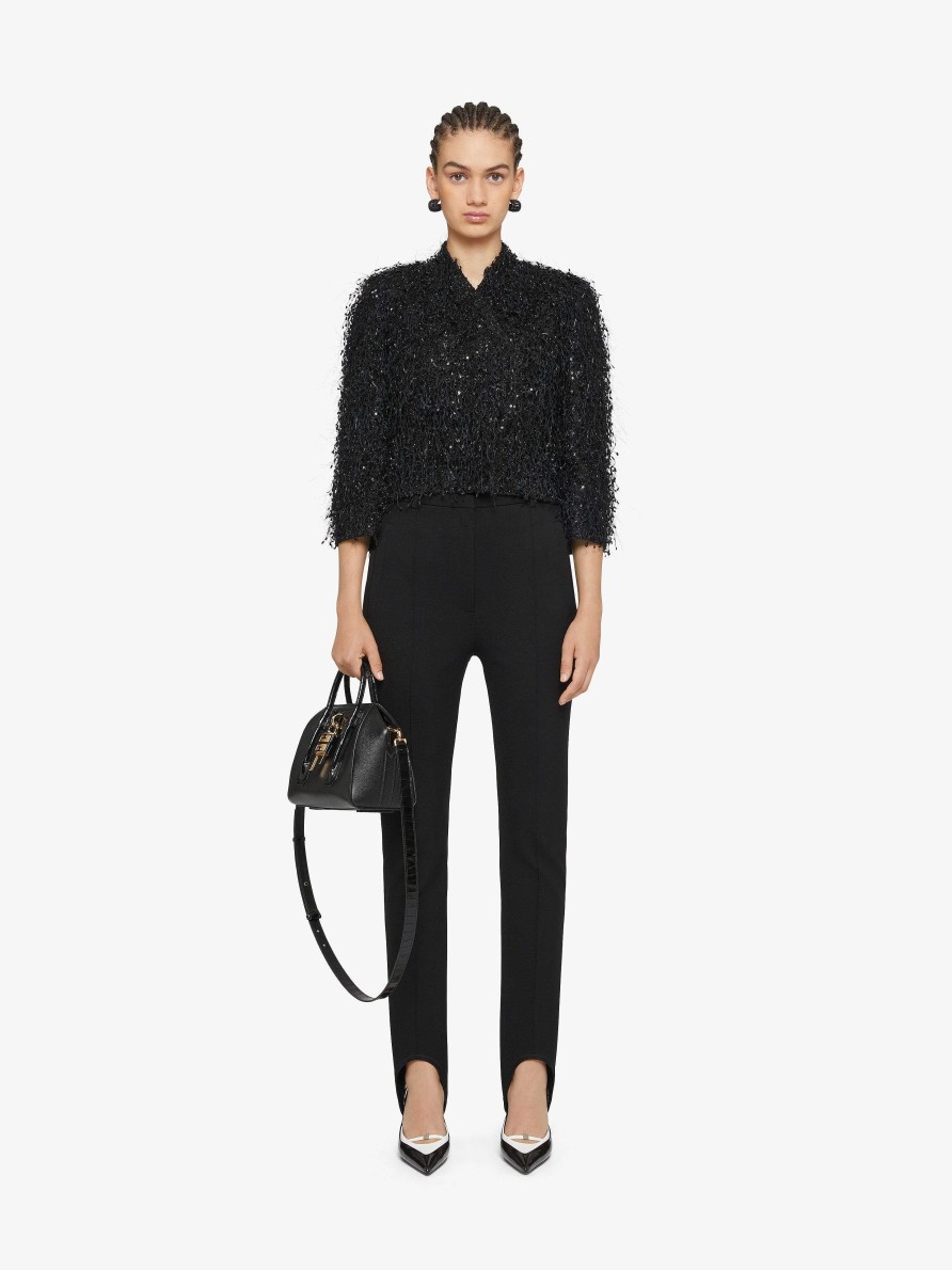 Women Givenchy Jackets & Coats | Jacket With Embroidered Fringes And Rhinestones Black