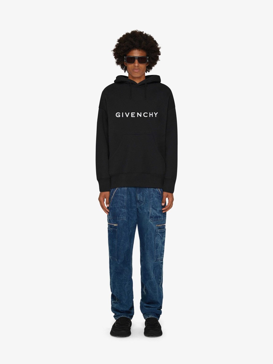 Men Givenchy Sweatshirts & Hoodies | Givenchy Archetype Slim Fit Hoodie In Fleece Black