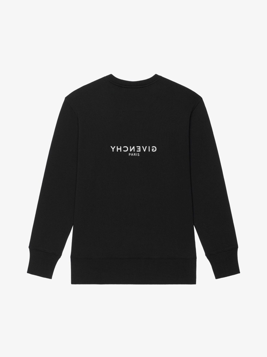 Men Givenchy Sweatshirts & Hoodies | Classic Fit Sweatshirt With Givenchy Reverse Print Black