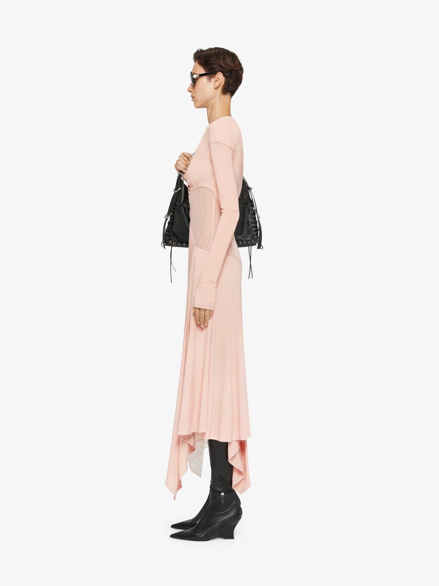 Women Givenchy Dresses | Dress In Crepe With 4G Lace Blush Pink