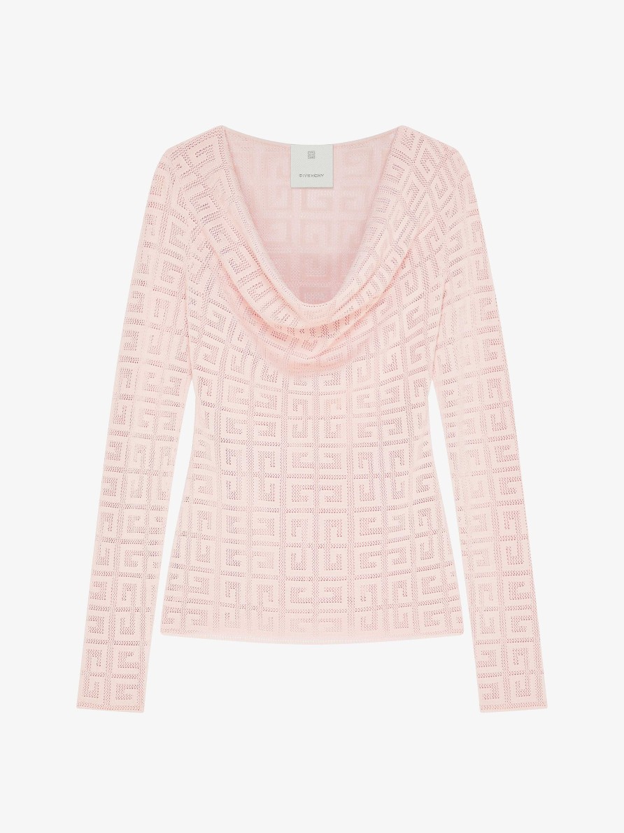 Women Givenchy Knitwear | Draped Sweater In 4G Jacquard Blush Pink