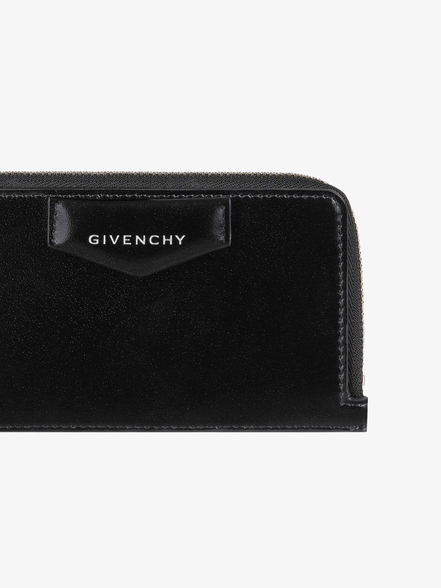 Women Givenchy Small Leather Goods | Antigona Zipped Card Holder In Box Leather Black