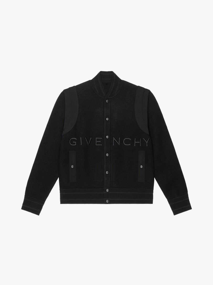 Men Givenchy Outerwear & Blousons | Givenchy Varsity Jacket In Wool Black