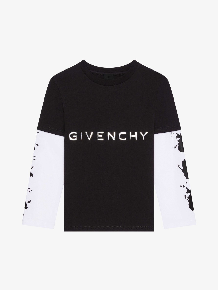 Men Givenchy Boy (4 To 12 Years) | Olaf Overlapped T-Shirt In Cotton Black/White