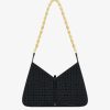 Women Givenchy Shoulder Bags | Small Cut Out Bag In 4G Embroidery With Chain Black