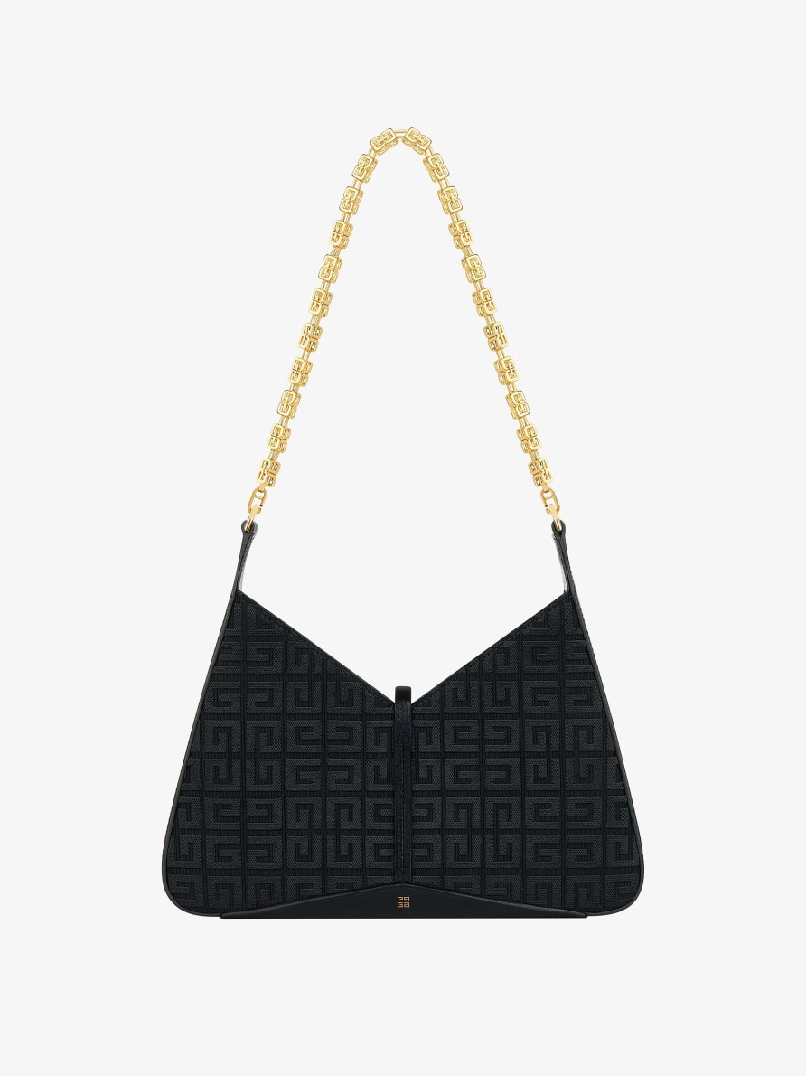 Women Givenchy Shoulder Bags | Small Cut Out Bag In 4G Embroidery With Chain Black