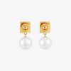 Women Givenchy Jewelry | 4G Earrings In Metal With Pearls White/Gold Yellow