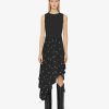 Women Givenchy Dresses | Dress In 4G Silk With Asymmetrical Ruffled Skirt Black