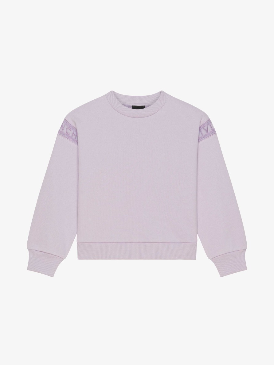 Women Givenchy Girl (4 To 12 Years) | Hoodie In Fleece With Givenchy Bands Lilac