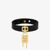 Women Givenchy Jewelry | Mini Lock Bracelet In Metal And Leather Black/Golden