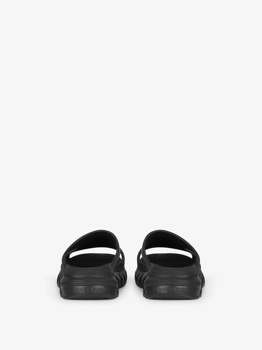 Men Givenchy Slides & Sandals | Marshmallow Flat Sandals In Rubber Black