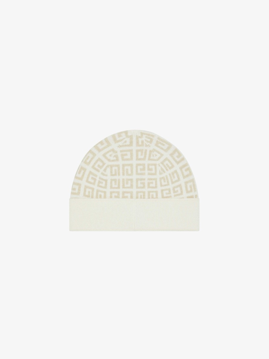 Women Givenchy Other Accessories | 4G Double Sided Beanie In Wool And Cashmere White/Ecru