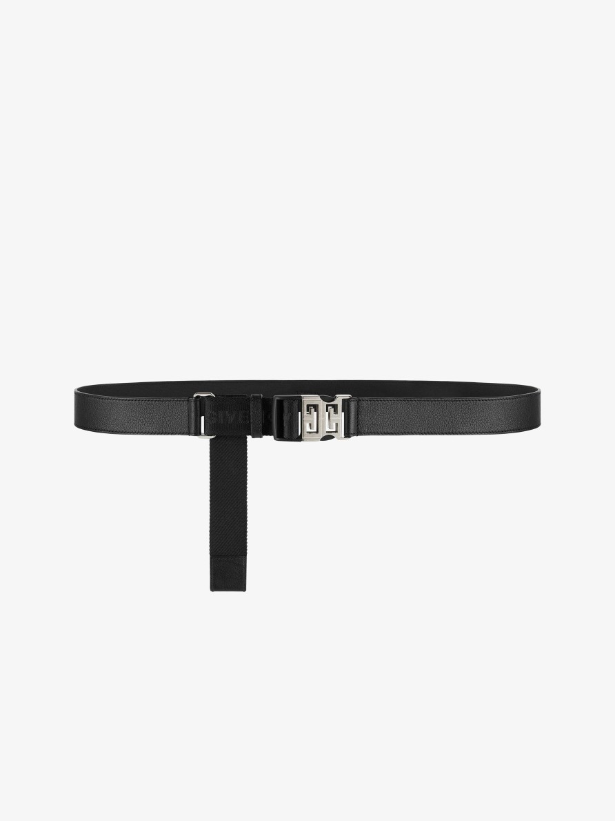 Men Givenchy Belts | 4G Release Buckle Belt In Leather And Webbing Black