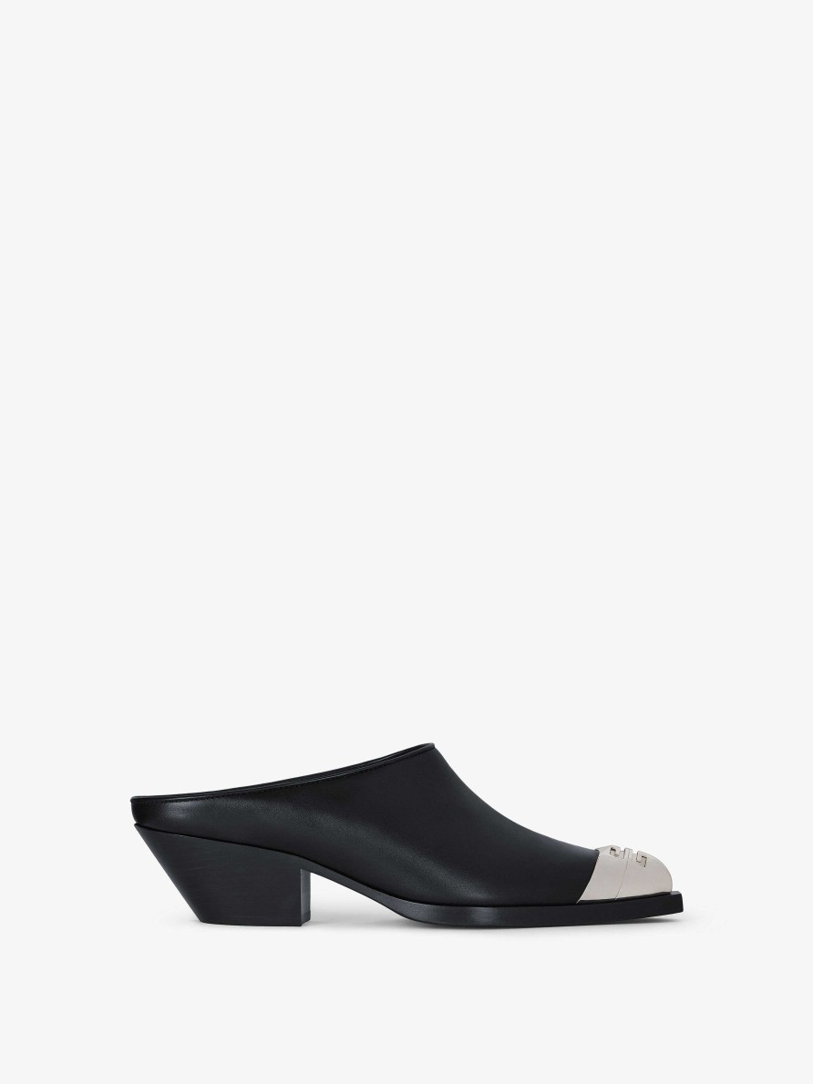 Women Givenchy Slides & Sandals | Western Mules In Leather Black