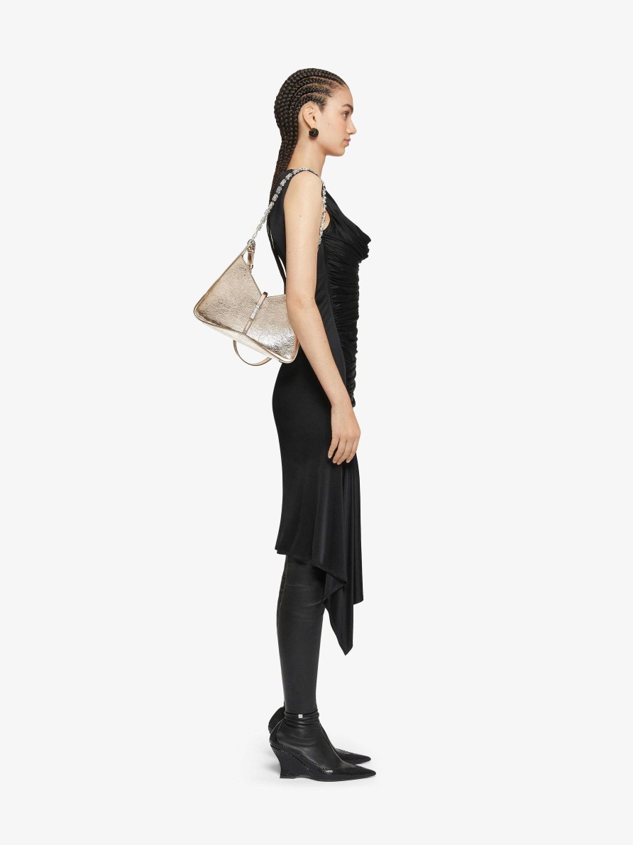 Women Givenchy Shoulder Bags | Small Cut Out Bag In Laminated Leather With Chain Dusty Gold