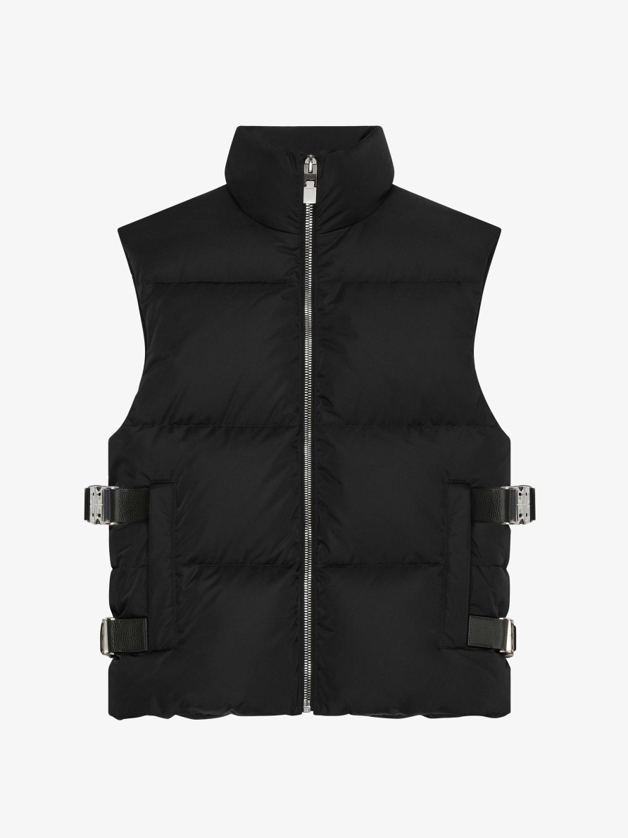 Men Givenchy Outerwear & Blousons | Sleeveless Puffer Jacket With Metallic Details Black